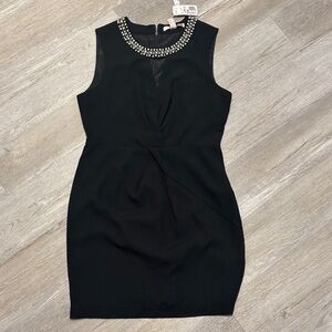Forever 21 Black Mini Dress with Embellished Neckline